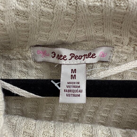 Free People Juicy Long Sleeve Size Medium New Cowl Neck Cream Waffle Knit - Picture 4 of 4